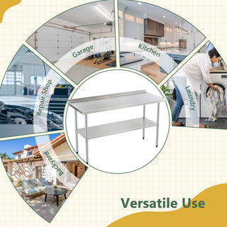 Heavy-Duty Stainless Steel Prep Table 24x60" | Commercial Work Table with Adjustable Undershelf & Galvanized Legs
