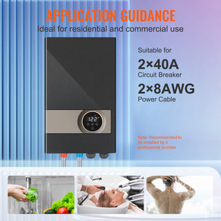 Instant Water Heater, 18kw Electric Tankless Water Boiler, Digital Temperature Display & Easy Installation & 24-Hour Water Supply, For Kitchen Bathroom Shower Mall Salon Shampoo ETL Listed