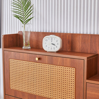 Modern Minimalist Storage Cabinet – Japanese Rattan Shoe Cabinet, Bed Top Cabinet, Small Home Furniture for Corridors and Living Rooms (GZ-DI-03)