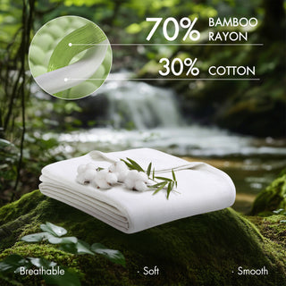 1-Piece Full/Queen Rayon from Bamboo Cotton Blanket White | Cooling Bedding
