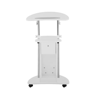 Deluxe Sit-to-Stand Rolling Laptop Cart, White