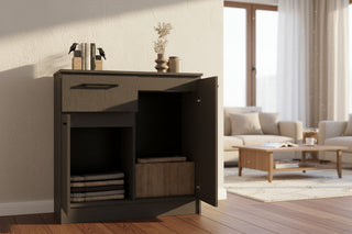 Idaho 2-Door 1-Drawer Dresser Black - Heavy-Duty Compact Bedroom Storage Cabinet