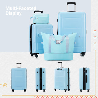 Expandable Spinner Wheels 2 Piece Luggage Set with TSA Lock in Light Blue ABS 20inch+24inch