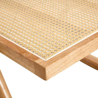 Solid Wood and Imitation Rattan Rocking Chair for Indoor and Outdoor Relaxation, Perfect for Balconies, Gardens, and Camping Sites