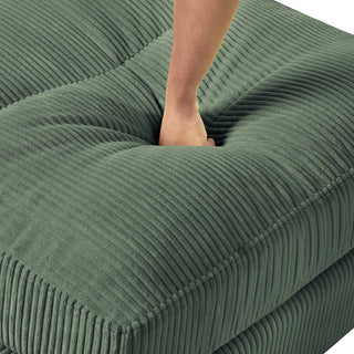 Modern U-Shape Modular Sectional Sofa - 6-Seat Corduroy, Olive Green