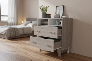 ECOSHOP Portanova 2-Drawer 2-Shelf Dresser Light Gray/White - Modern Compact Storage