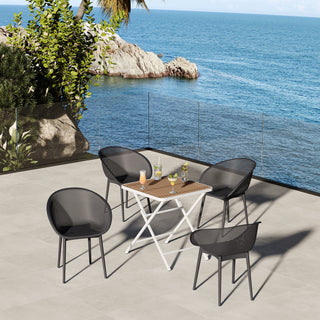 Two-Pack Warm Grey Modern Lounge Chair Set with Folding Square Table, Warm Grey/Khaki/White23.23*23.23*30.91 (in)/27.56*27.56*29.33 (in),pp,metal