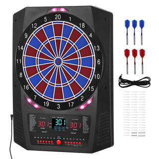 Electronic Dart Board, 13.5' Target Dartboard with 45 Games & 474 Variations for Up to 8 Players, 6 Dart Shafts with Flights & 50 Soft Tips, Color LED Cricket Scoring Screen for Home Party Bar