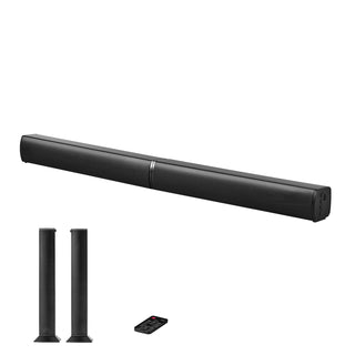 Sound Bar for Smart TV, 2.0 Channel, 32-Inch 2 in 1 Detachable Soundbar TV Speakers, with Bluetooth HDMI AUX USB Connection, Remote Control, 80W Surround Sound System, for Home Theater Audio