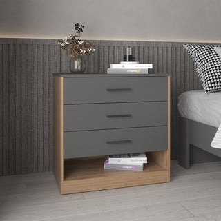Alder 27" High 3-Drawer Dresser with Open Shelf - Matte Gray & Natural Oak (2026)
