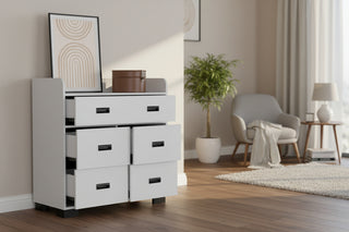 Alyn Dresser with 4 Single Drawers and 1 Double Drawer - Modern White Bedroom Storage Solution