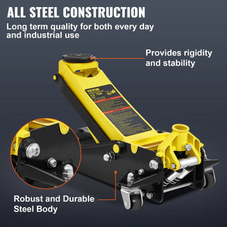 Floor Jack, 3 Ton Low Profile Floor Jack, Heavy-duty Steel Racing Floor Jack with Dual Pistons Quick Lift Pump, Floor Jack Lifting Range 3.35'-19.69'