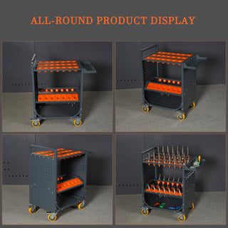 Grey CNC Tool Cart | CAT40 & BT40 Tool Holder Trolley (35 Capacity)