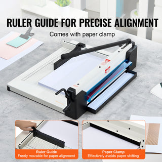 Heavy Duty Paper Cutter, 17' Industrial Commercial Guillotine Paper Cutter for A3 Paper, 400 Sheet Capacity, Solid Steel Construction, Stack Paper Trimmer for Office Home School Shop, White