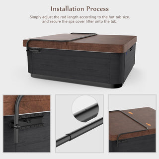 Universal Hot Tub Cover Lift – Side Mount Spa Cover Lifter with Adjustable Height & Aluminum Brackets