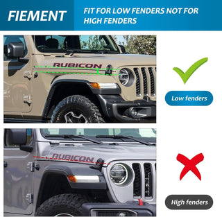 Front & Rear Fenders Compatible with 2020-2024 Jeep Wrangler Gladiator JT Sport & Willys( Fit JT Original low Fender )