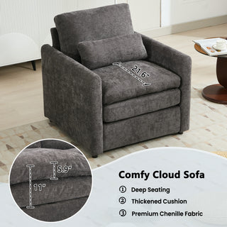 Modern 102.4" Beige Corduroy Sofa - Deep Seat Plush Cloud Couch