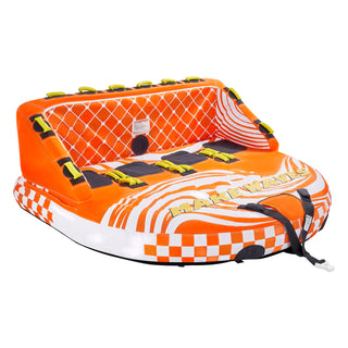 Towable Tube for Boating, 1-4 Riders Inflatable Boat Tubes and Towables, 680lbs Water Sport Towable Tube for Boat to Pull - with Full Nylon Cover, 22 Grab Handles, Dual Tow Points & Safety Valve
