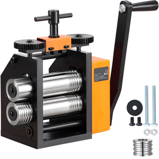 Rolling Mill, 2.95'/75 mm Jewelry Rolling Mill Machine, 1: 2 Gear Ratio, 3-in-1 Multi-function Rolling Mill, 0.03-6.5mm Press Thickness for Metal Jewelry Making Sheet Square Wire Semicircle