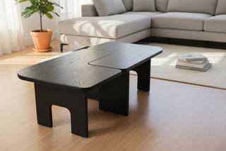 Modern 70.86" Black Extendable Splicing Coffee Table Set - Nesting Wood Center Table