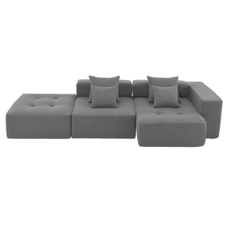 [VIDEO+New]105.5''L Shaped Modular Sectional Sofa,Minimalist Corduroy Floor Couch Set,Convertible Foam-Filled Cloud Compressed Couch for Living Room,3 PC Free Combination,No Assembly Required,3 Colors