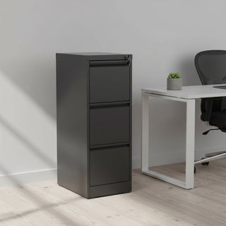 SteelCraft 3 Drawer Metal Vertical File Cabinet with Lock, Black, Steel, 15.16x17.72x40.39 inches