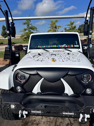 Halloween Front Grille Grid Grill for 2007-2018 Jeep Wrangler Rubicon Sahara Sport JK/JKU, Matte Black