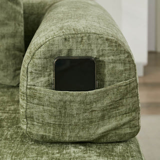 Comfy Folding Mattress Couch - Green Chenille Floor Sofa Bed