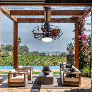 20' Outdoor Ceiling Fan with Lights for Patios, Gazebo and Pergola. Plug in Gazebo Ceiling Fan with Remote Control, Waterproof Caged Hanging Fans with Hook and strap