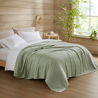 1-Piece Full/Queen Rayon from Bamboo Cotton Blanket, Sage Green