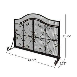 Decorative Fireplace Screen with Spark Guard | Heavy-Duty Tri-Fold Fire Screen for Safety