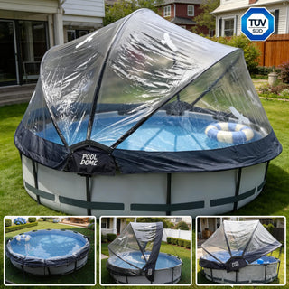 15 FT Round Multifunctional All Weather Cover Pool Dome Enclosure for Outdoor Pools, Compatible Clean & Warm Water, Suitable for 15 foot Round Frame Pools