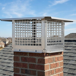 Chimney Cap, 12 x 12 inch, 304 Stainless Steel Fireplace Chimney Cover, Not Easily Toppled & Practical Accessories & Easy Installation, Fits Mesh Flue Covers Outside Clay Flue Shingles, Silver