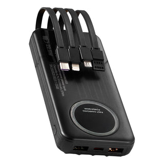 Portable Charger, with Built-in Cables, 10000 mAh Travel Battery Pack, 6 Outputs 3 Inputs Fast Charging Power Bank with USB Type-C Micro-B Input, Smart LED Display, for iPhone, Samsung, Android