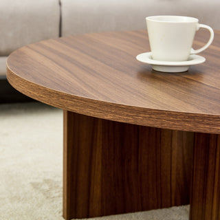 Versatile Round Coffee Table – Walnut-Finished MDF, Modern Minimalist Nordic Style, 31.5" Diameter

