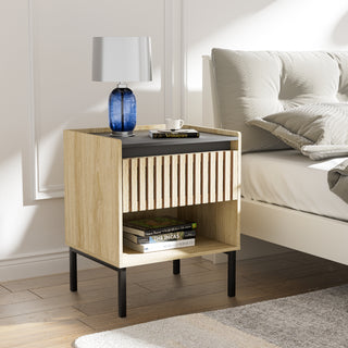 Bedside Cabinet Set of 2 – Modern Minimalist Design with Iron Feet, Vertical Stripe Elements, Quick Assembly, Ideal for Modern Families