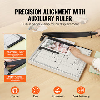 Paper Cutter, Guillotine Trimmer, 18' Cut Length, 20 Sheets Capacity, Heavy Duty Guillotine Paper Cutter with Guard Rail/Blade Lock for Cardstock/Cardboard, Paper Trimmer for Home Office School