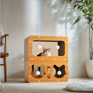 Extra-Large Cat Villa & Vertical Scratching Post | Two-Storey Cat Tower for Multi-Cat Households