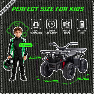 24V Kids Ride-On ATV, Off-Road Vehicle, Ages 3-5