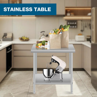 48''*24'' Commercial Work Table for Restaurant and Home Stainless Steel Kitchen Prep Table with Under Shelf