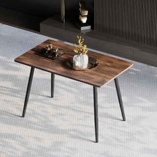 Modern Minimalist Dining Table for 6 – MDF Desktop with Walnut Finish & Metal Legs, Multi-Purpose Kitchen, Office & Computer Desk