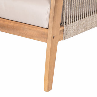 Outdoor Acacia Wood and Rope Patio Chair with Cushions (Set of 2)