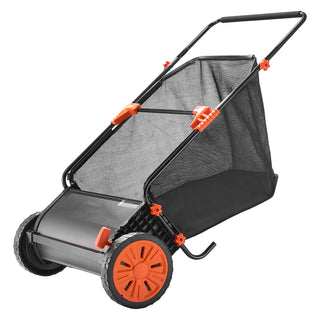 26 inch Push Lawn Sweeper with Hopper Bag, Black