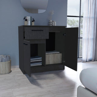 Idaho 2-Door 1-Drawer Dresser Black - Heavy-Duty Compact Bedroom Storage Cabinet