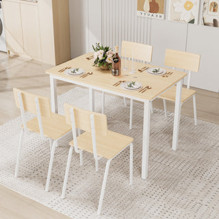 5-Piece Dining Table Set with 4 Chairs, 43" Kitchen Table and Chairs Set for 4, Metal Frame and MDF Board Dining Room Table, Perfect for Small Space, Easy to Clean