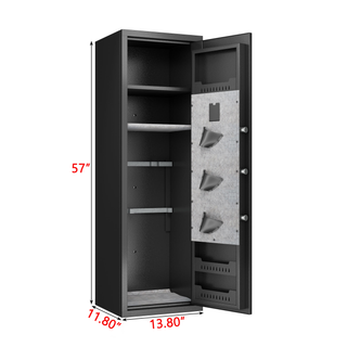 Gun Safes For Home Rifle And Pistols, Fingerprint Electronic Safe With Quick Access, Detachable Partition, No Assembly Required, Black