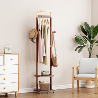 Coat Racks solid wood hanger 15.7* 11.8*71in Solid environmental protection easy to assemble beautiful can be placed in the bedroom/entrance/living room (Walnut)