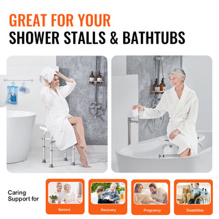 Adjustable Shower Chair with Back Support, 500 lbs Capacity