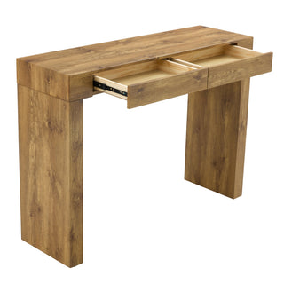 Elegant Natural Wood Grain Bar Table-50 Inches Long, a Practical Choice for Modern Homes.Wood Grain Texture Sticker,Equipped With Two Drawers.Serving As A Bar Table Or A Desk.