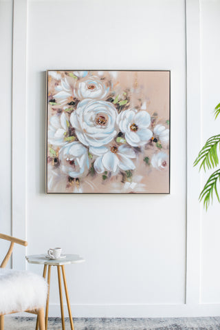 36' x 36' Square Framed Wall Art Flower Canvas Print, Home Decor for Living Room Kitchen Foyer Office